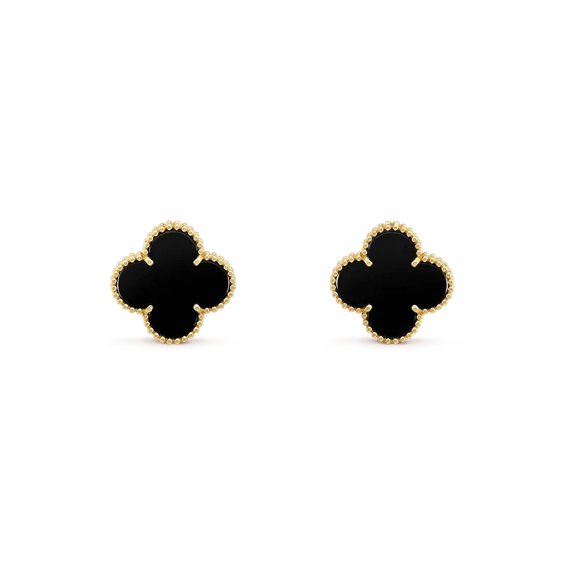 [Star Jewelry]CLOVER MEDIUM 1 MOTIFS  ONYX STUD EARRINGS
