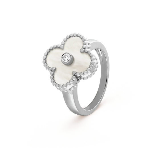 [Star Jewelry]CLOVER SILVER MOP DIAMOND RING