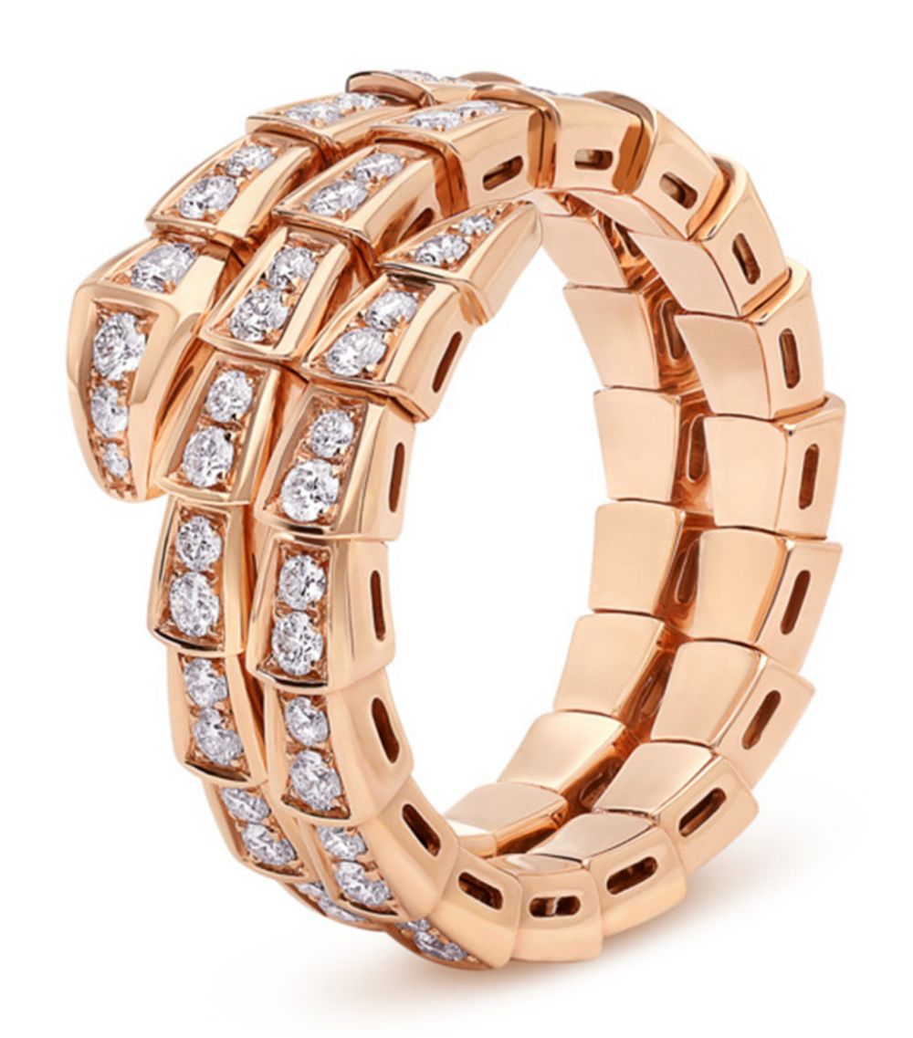 [Star Jewelry]SERPENTI RING PINK GOLD DIAMOND DOUBLE ROW