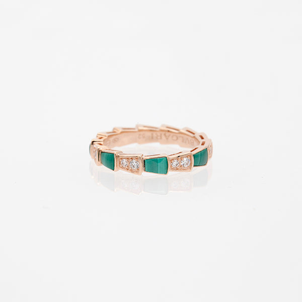 [Star Jewelry]SERPENTI RING PINK GOLD MALACHITE DIAMOND 3MM