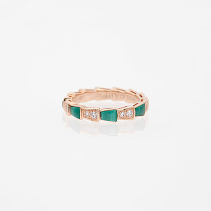 [Star Jewelry]SERPENTI RING PINK GOLD MALACHITE DIAMOND 3MM