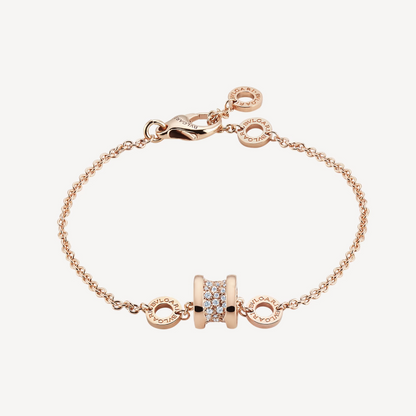 [Star Jewelry]ZERO 1 SOFT PINK GOLD WITH PAVED DIAMONDS ON THE SPIRAL BRACELET