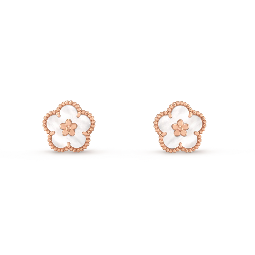 [Star Jewelry]LUCKY PINK GOLD WHITE MOP EARRINGS