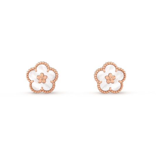 [Star Jewelry]LUCKY PINK GOLD WHITE MOP EARRINGS