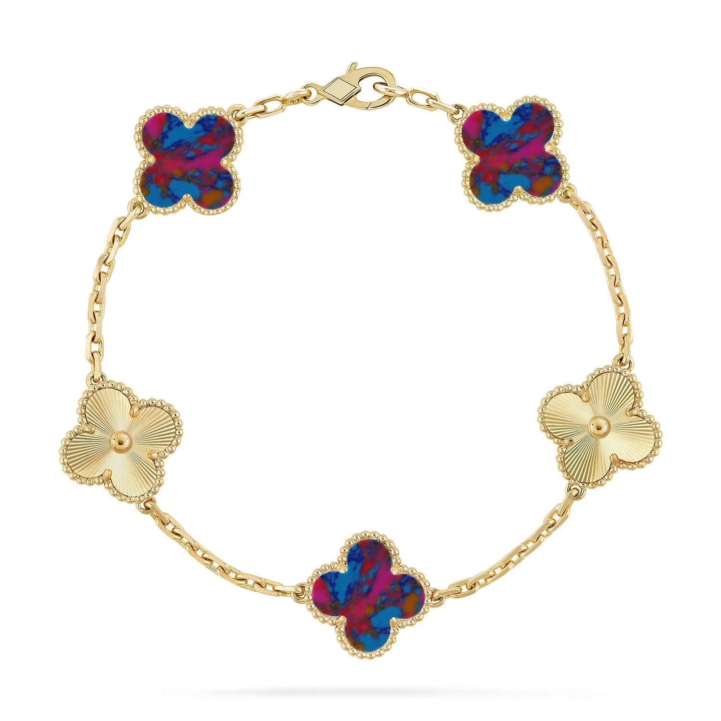 [Star Jewelry]CLOVER 5 MOTIF COLOR GEMSTONES BRACELET COLLECTION