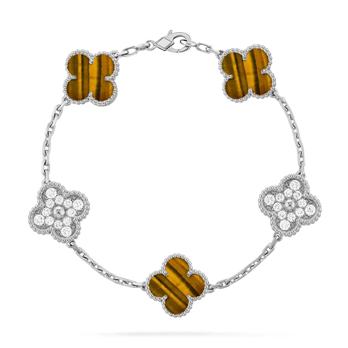 [Star Jewelry] CLOVER 5 MOTIFS TIGER EYE BRACELET COLLECTION