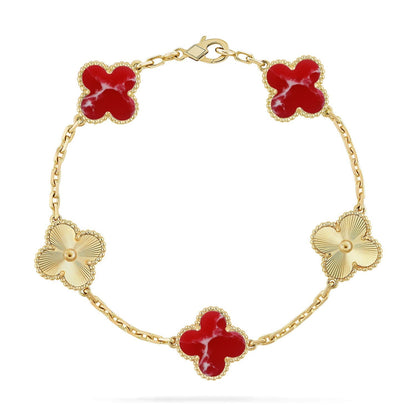 [Star Jewelry]CLOVER 5 MOTIF RED PATTERN BRACELET COLLECTION