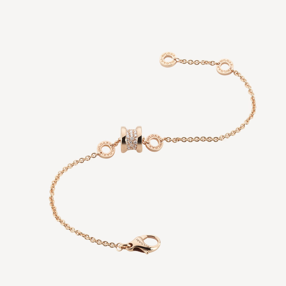 [Star Jewelry]ZERO 1 SOFT PINK GOLD WITH PAVED DIAMONDS ON THE SPIRAL BRACELET