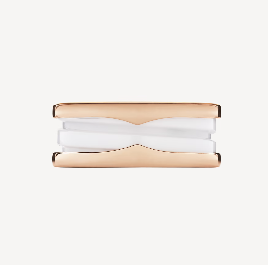 [Star Jewelry]ZERO 1 TWO-BAND LOOPS AND WHITE CERAMIC SPIRAL PINK GOLD RING