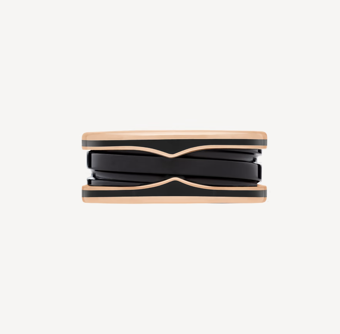 [Star Jewelry]ZERO 1 TWO-BAND WITH MATTE BLACK CERAMIC PINK GOLD RING