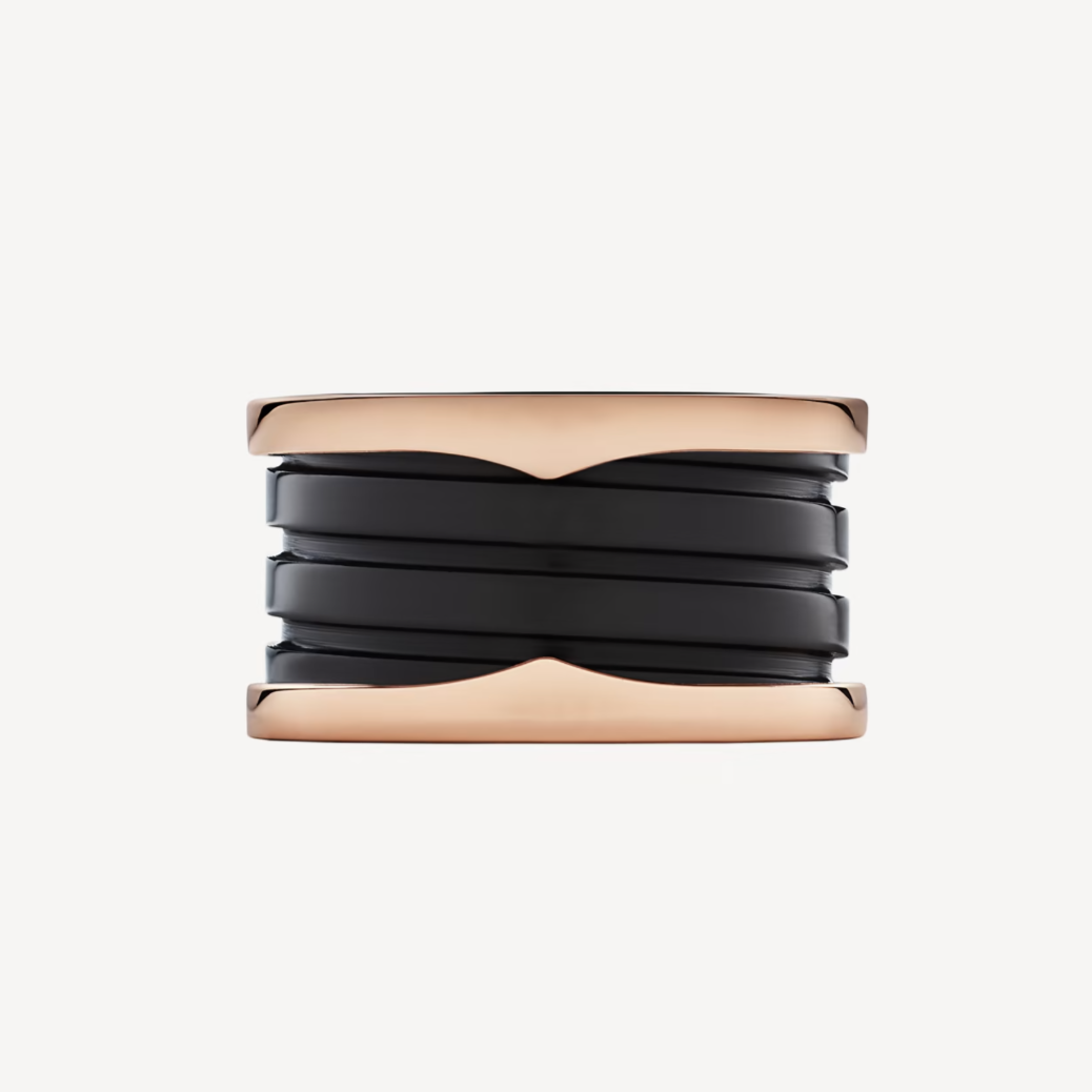 [Star Jewelry]ZERO 1 FOUR-BAND LOOPS AND BLACK CERAMIC SPIRAL PINK GOLD RING