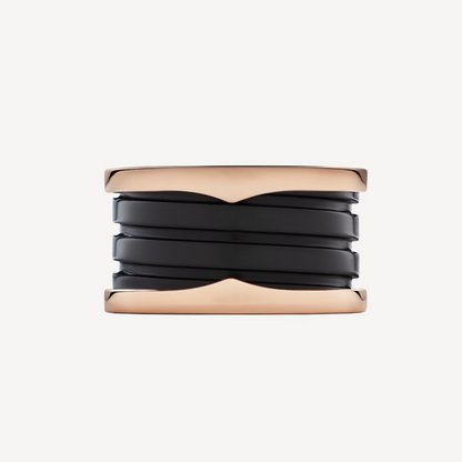 [Star Jewelry]ZERO 1 FOUR-BAND LOOPS AND BLACK CERAMIC SPIRAL PINK GOLD RING