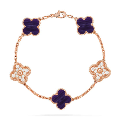 [Star Jewelry]CLOVER 5 MOTIF PURPLE STRIPES BRACELET COLLECTION