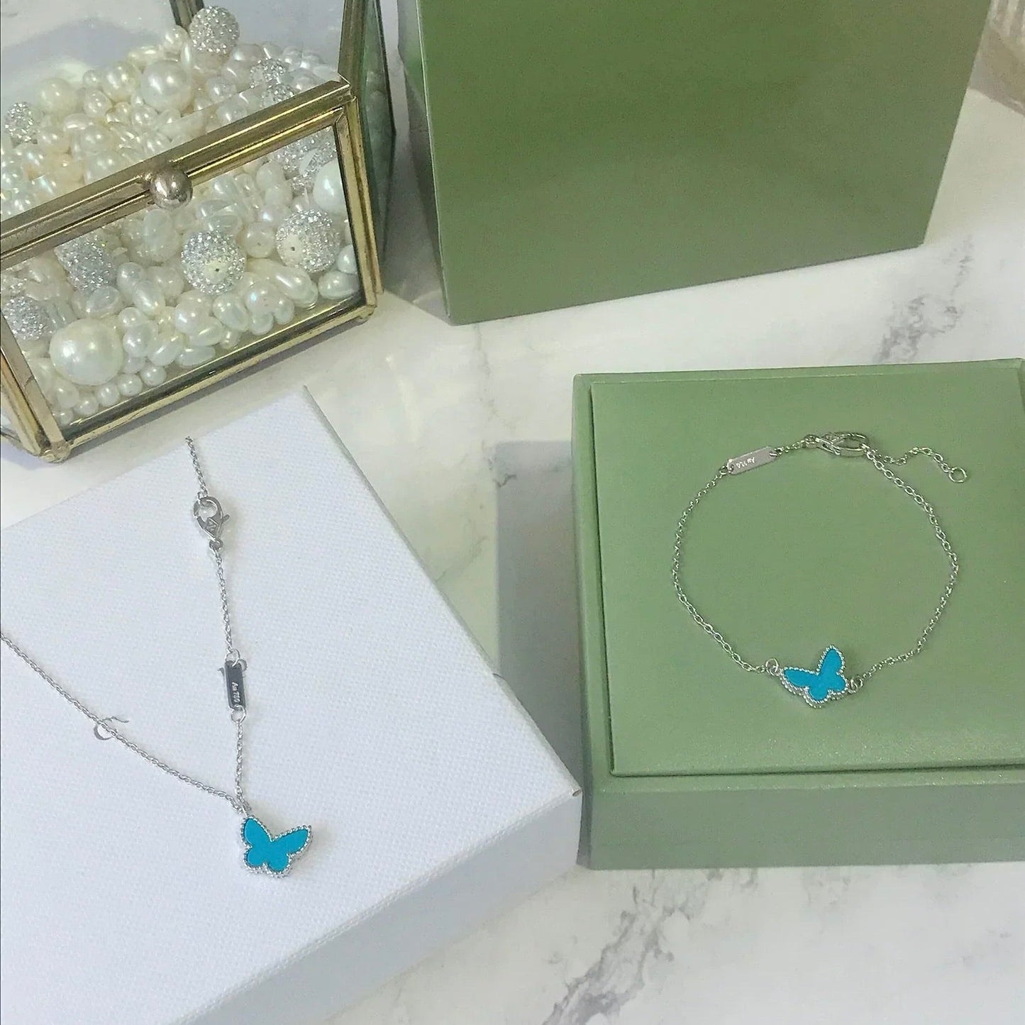 [Star Jewelry]BUTTERFLY TURQUOISE BUTTERFLY BRACELET SILVER