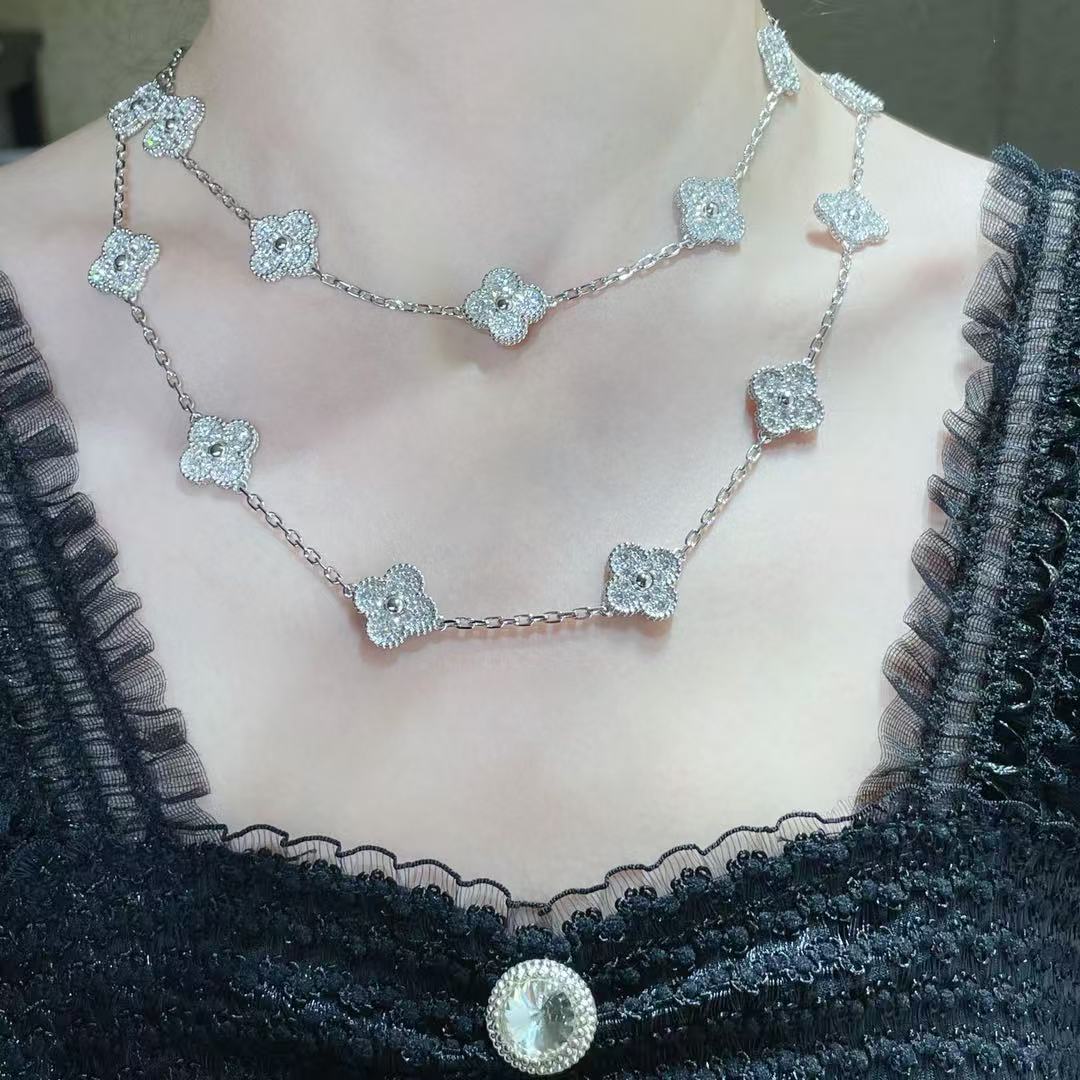 [Star Jewelry]CLOVER 20 MOTIFS FULL-DIAMOND NECKLACE