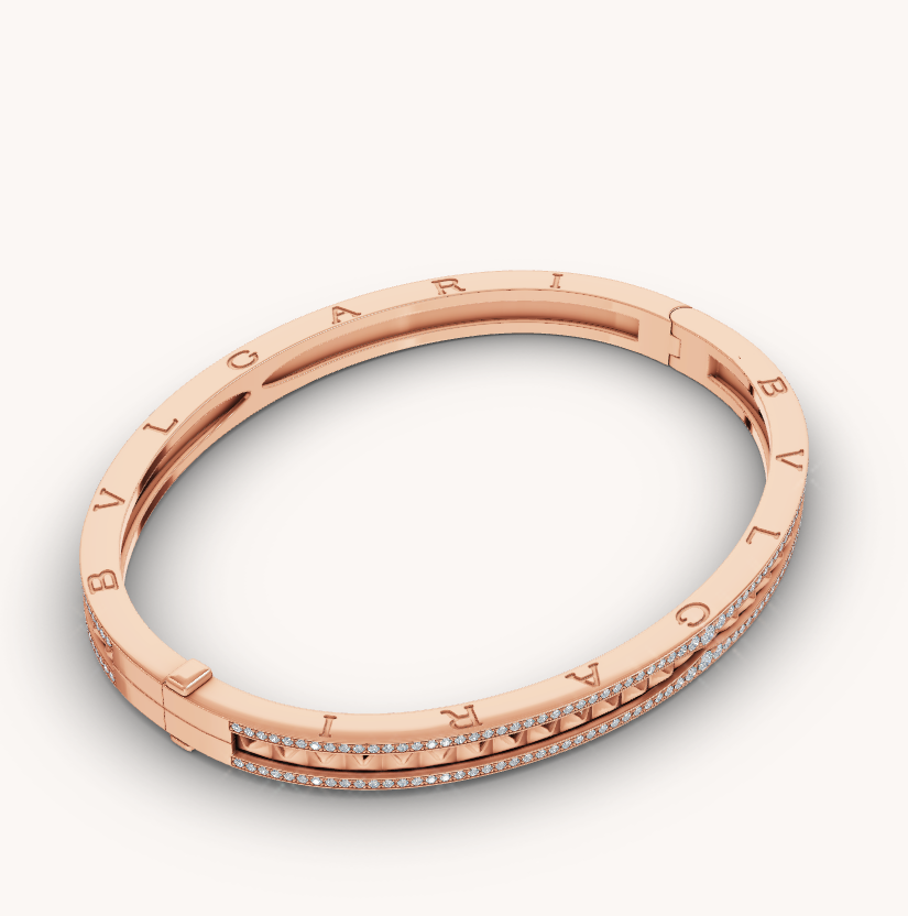 [Star Jewelry]ZERO 1 SPIRAL AND PAVED DIAMOND PINK GOLD BRACELET