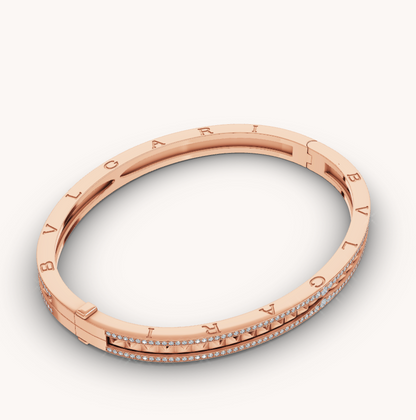 [Star Jewelry]ZERO 1 SPIRAL AND PAVED DIAMOND PINK GOLD BRACELET