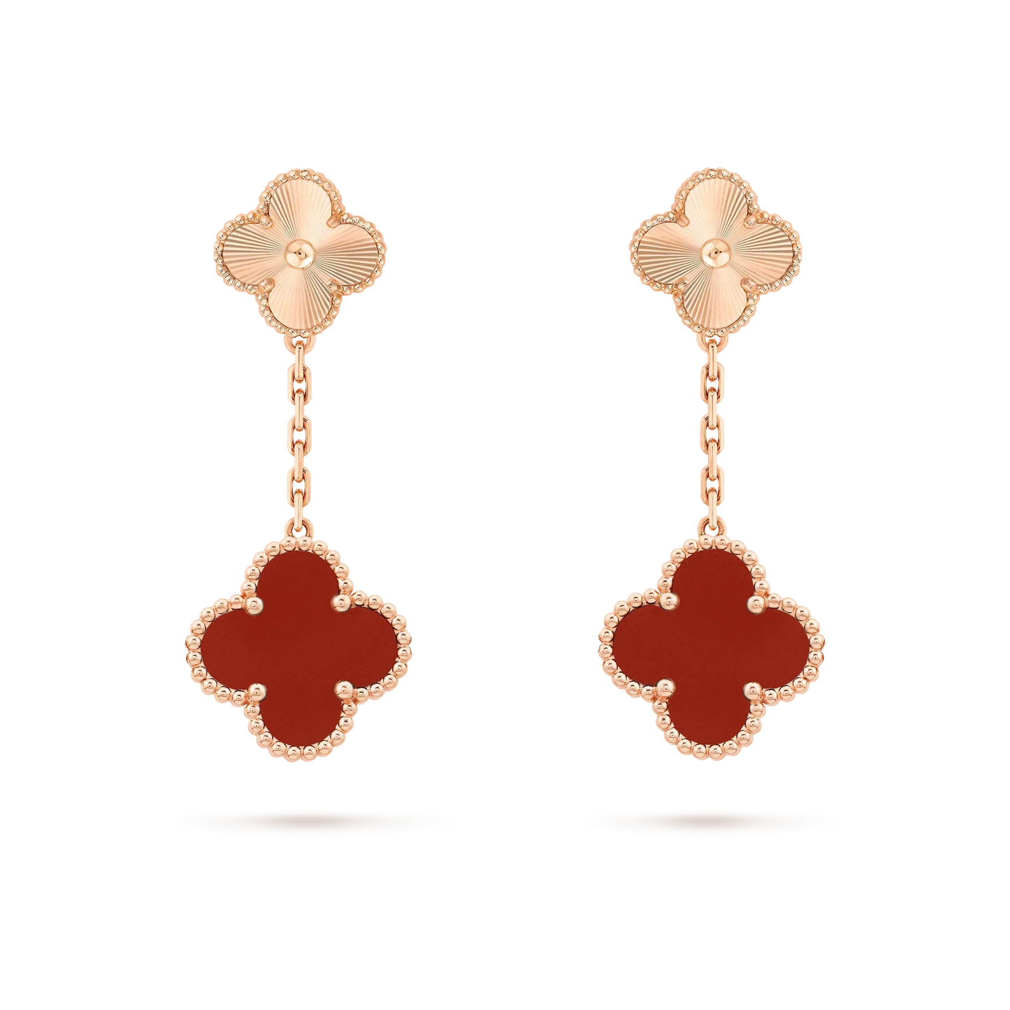 [Star Jewelry]CLOVER 2 MOTIF  LASER CARNELIAN EARRINGS