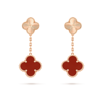 [Star Jewelry]CLOVER 2 MOTIF  LASER CARNELIAN EARRINGS