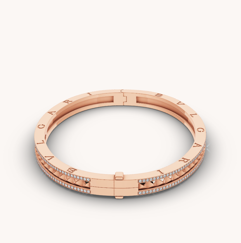 [Star Jewelry]ZERO 1 SPIRAL AND PAVED DIAMOND PINK GOLD BRACELET