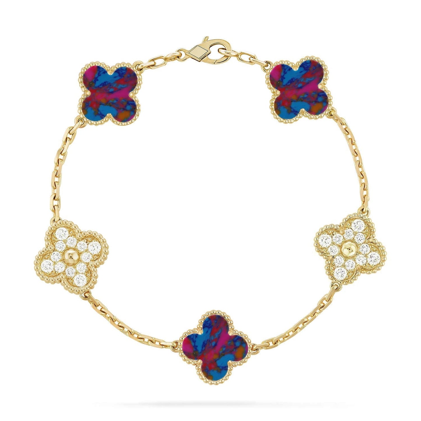 [Star Jewelry]CLOVER 5 MOTIF COLOR GEMSTONES BRACELET COLLECTION
