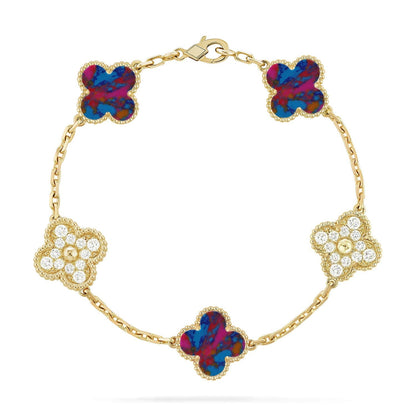 [Star Jewelry]CLOVER 5 MOTIF COLOR GEMSTONES BRACELET COLLECTION