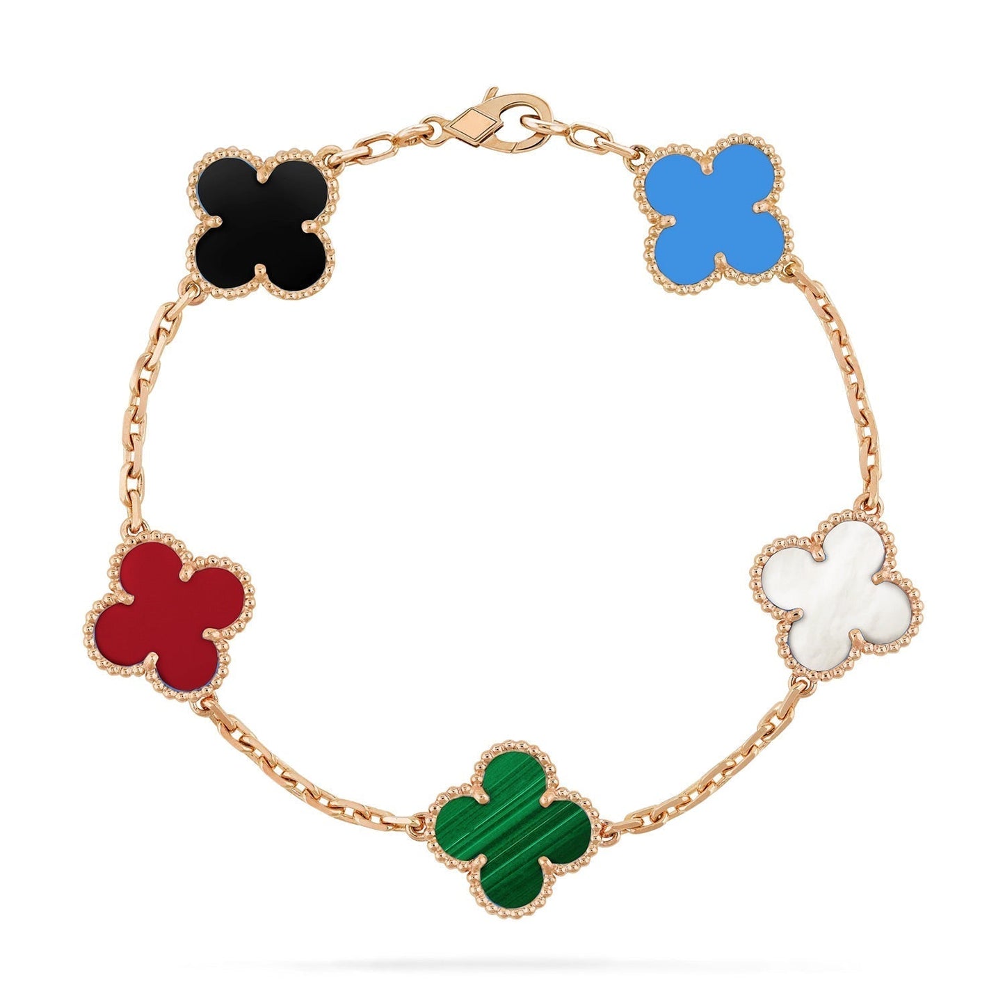 [Star Jewelry]CLOVER 5 MOTIFS MULTICOLOR BRACELET