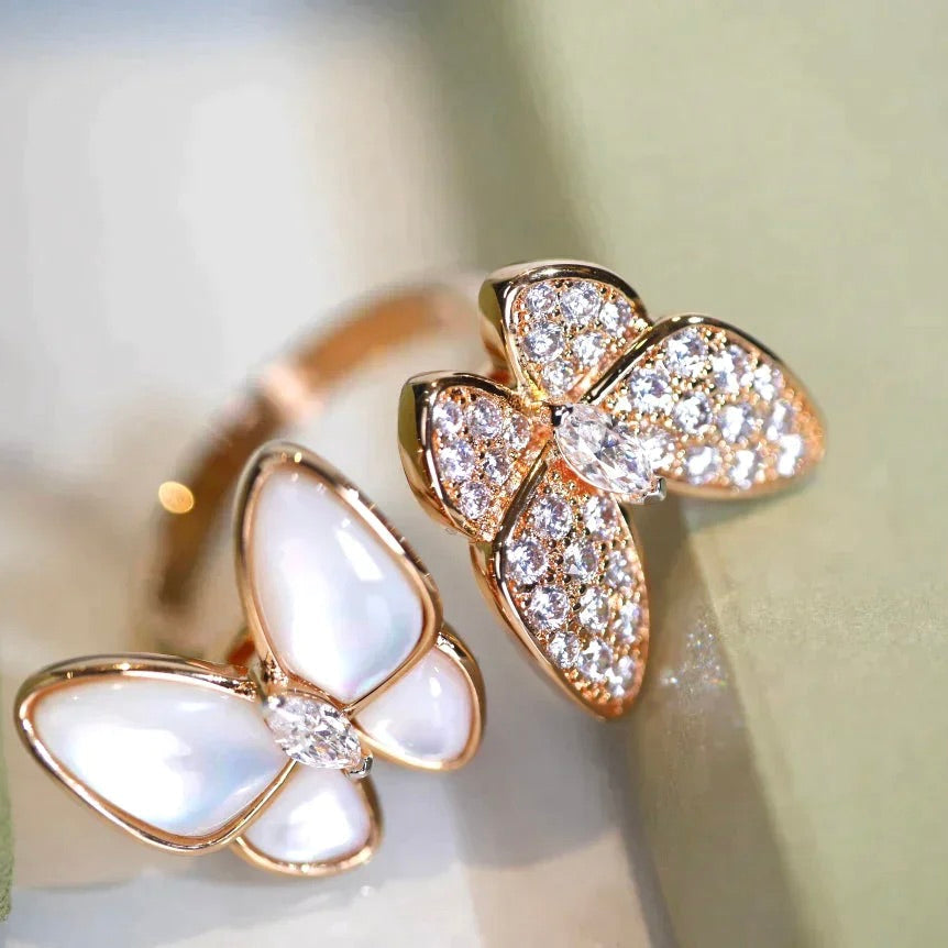 [Star Jewelry]TWIN BUTTERFLY DIAMOND MOP RING