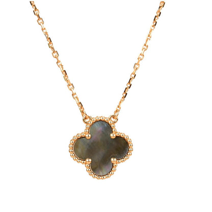 [Star Jewelry]CLOVER 15MM  GRAY MOTHER OF PEARL NECKLACE