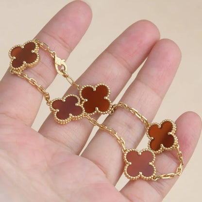 [Star Jewelry] CLOVER 5 MOTIF RED CORNELIAN BRACELET COLLECTION