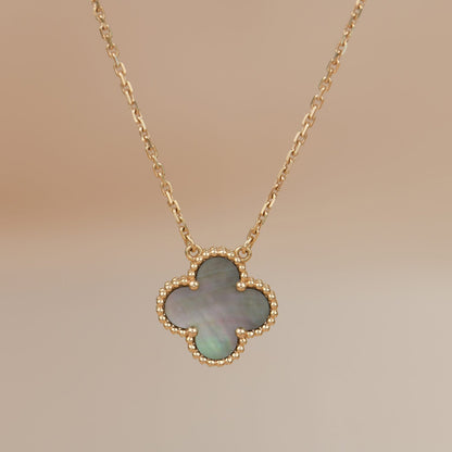 [Star Jewelry]CLOVER 15MM  GRAY MOTHER OF PEARL NECKLACE