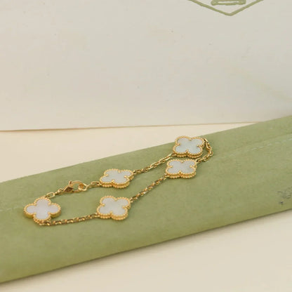 [Star Jewelry]CLOVER WHITE PEARL MOP 5 MOTIF BRACELET COLLECTION