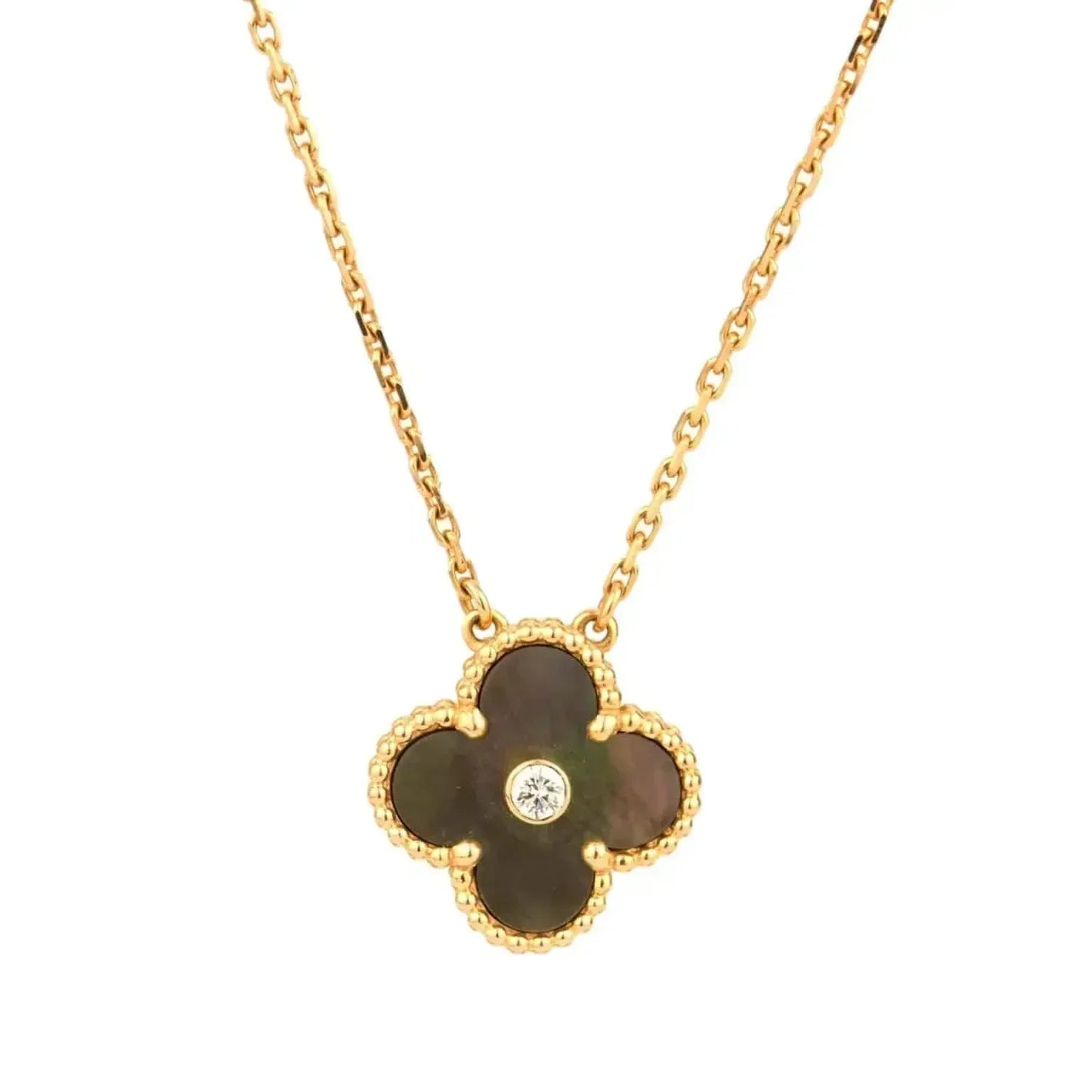 [Star Jewelry]CLOVER 15MM DIAMOND AND MOTHER-OF-GREY NECKLACE