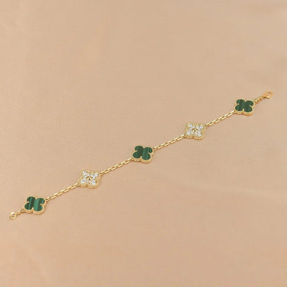 [Star Jewelry] CLOVER 5 MOTIF MALACHITE BRACELET COLLECTION