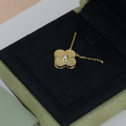 [Star Jewelry]CLOVER 15MM DIAMOND GOLD MOTHER OF PEARL NECKLACE