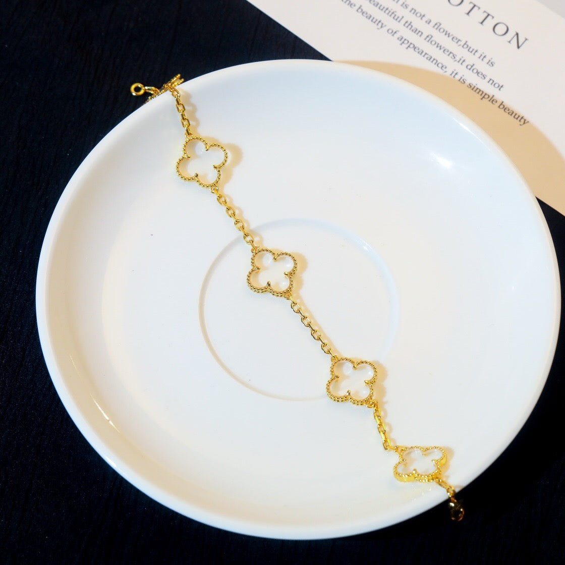 [Star Jewelry]CLOVER 5 MOTIF ROCK CRYSTAL BRACELET