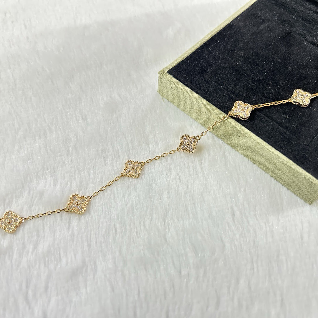 [Star Jewelry]CLOVER 6 MOTIF DIAMOND BRACELET
