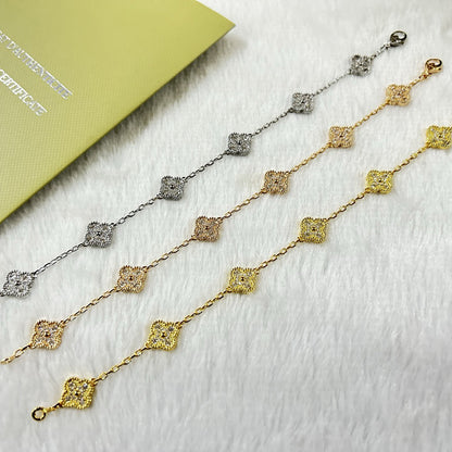 [Star Jewelry]CLOVER 6 MOTIF DIAMOND BRACELET
