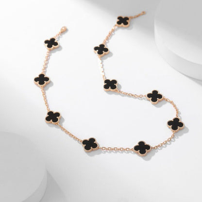 [Star Jewelry]CLOVER 10 MOTIFS ONYX NECKLACE
