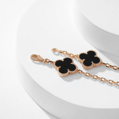 [Star Jewelry]CLOVER 10 MOTIFS ONYX NECKLACE
