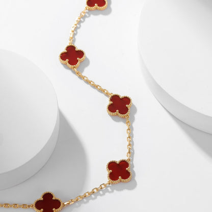 [Star Jewelry]CLOVER 10 MOTIFS CARNELIAN NECKLACE