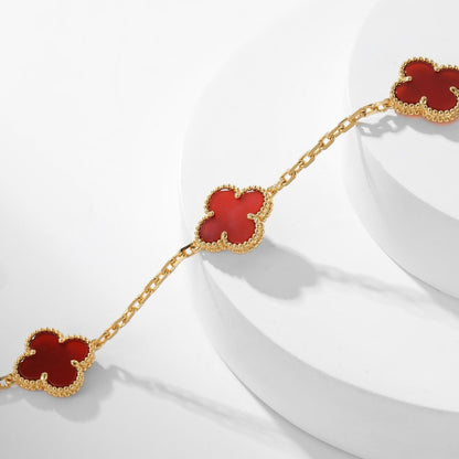 [Star Jewelry]CLOVER 10 MOTIFS CARNELIAN NECKLACE