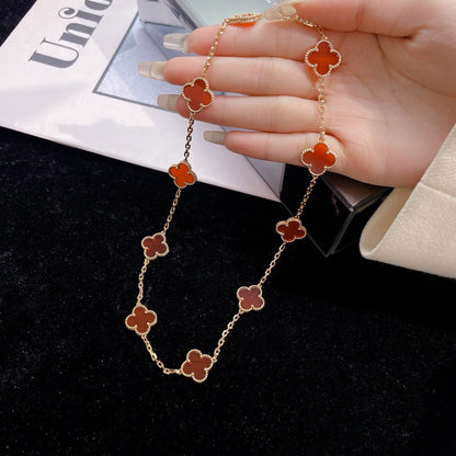 [Star Jewelry]CLOVER 10 MOTIFS CARNELIAN NECKLACE