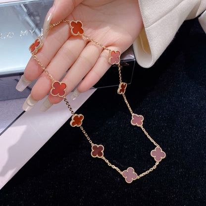 [Star Jewelry]CLOVER 10 MOTIFS CARNELIAN NECKLACE