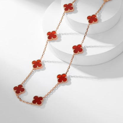[Star Jewelry]CLOVER 10 MOTIFS CARNELIAN NECKLACE