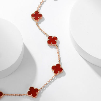 [Star Jewelry]CLOVER 10 MOTIFS CARNELIAN NECKLACE