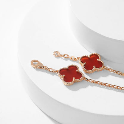 [Star Jewelry]CLOVER 10 MOTIFS CARNELIAN NECKLACE