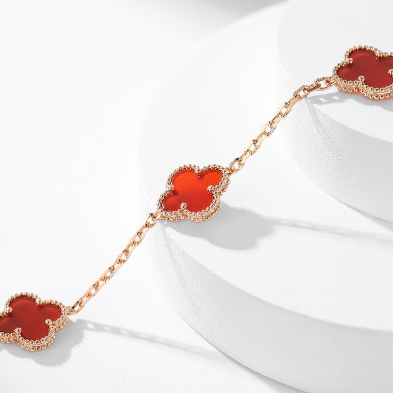 [Star Jewelry]CLOVER 10 MOTIFS CARNELIAN NECKLACE