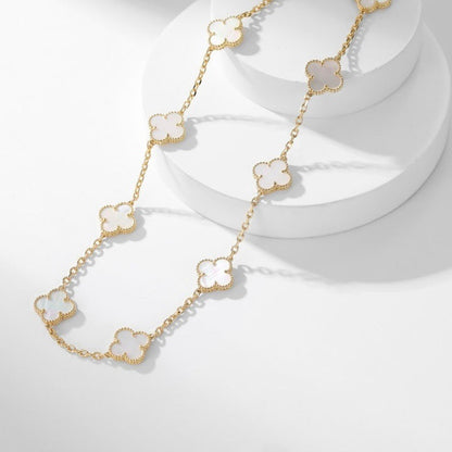 [Star Jewelry]CLOVER 10 MOTIFS WHITE MOTHER OF PEARL NECKLACE