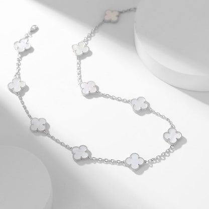 [Star Jewelry]CLOVER 10 MOTIFS WHITE MOTHER OF PEARL NECKLACE